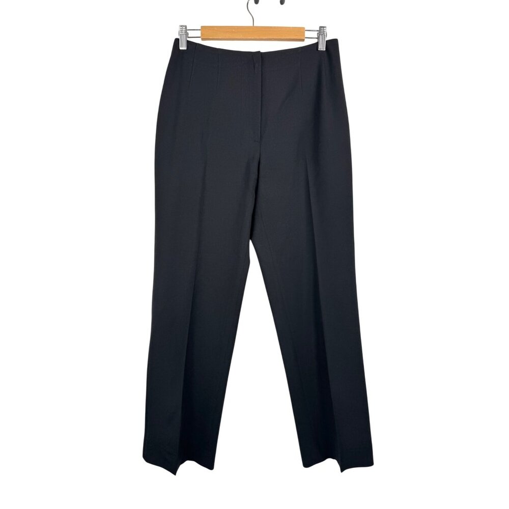 Piazza Sempione Wool blend classic straight leg high waist trousers black sz L‎